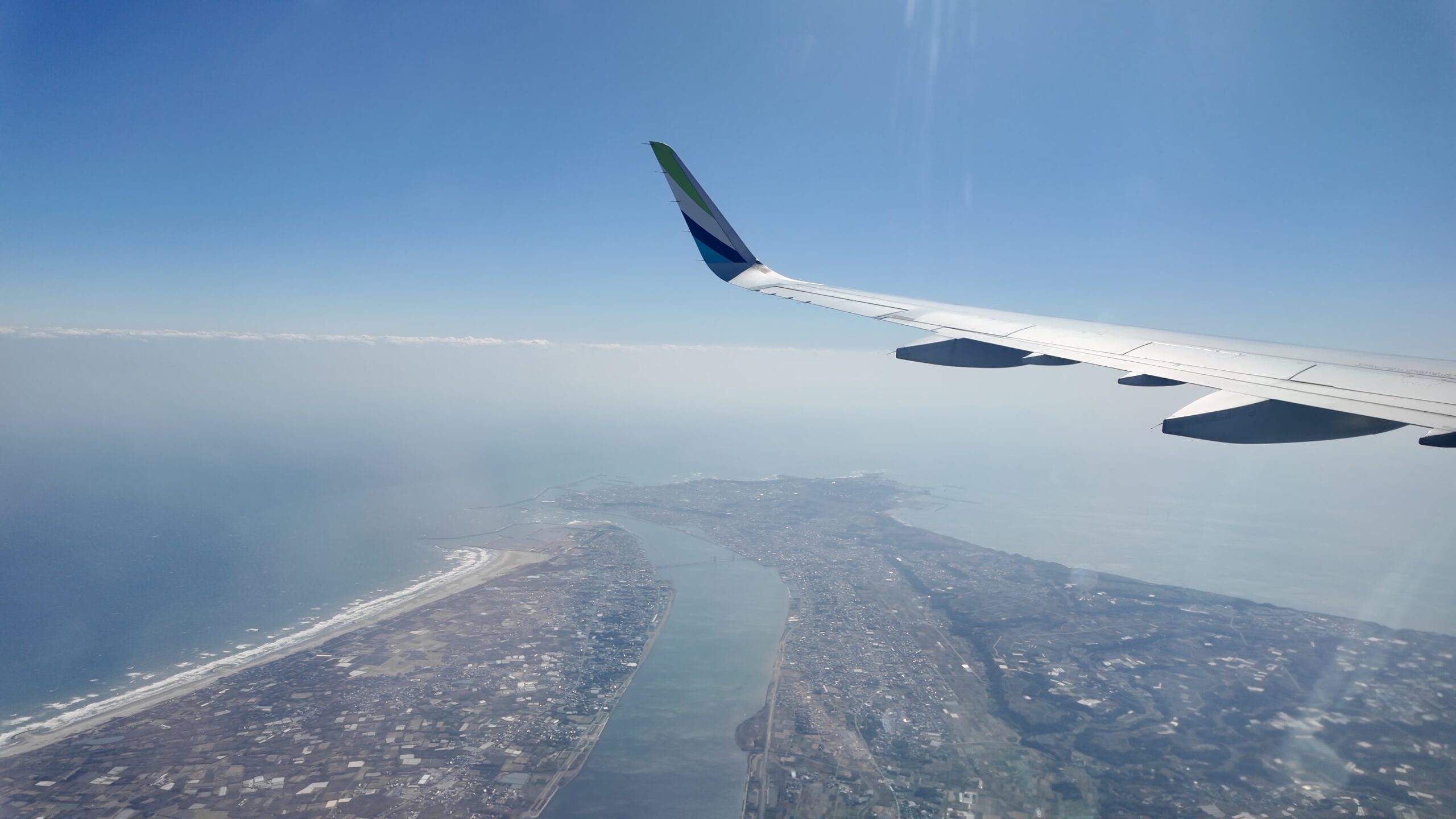 銚子および利根川河口上空の景色