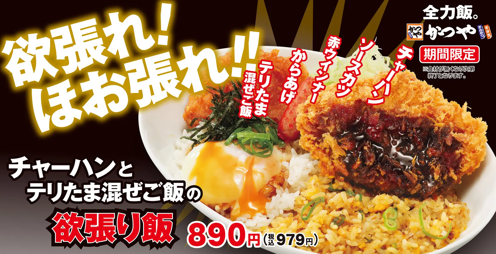Katsuya promotional banner for the limited-edition Fried Rice and Teritama Mixed Rice Greed Plate